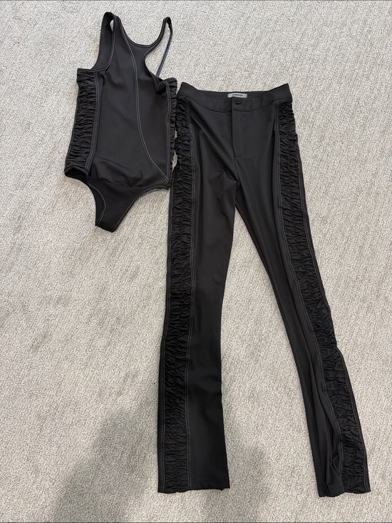 Maniere De Voir Pants - Maniere de voir ruched Side Detail Women's Pants set